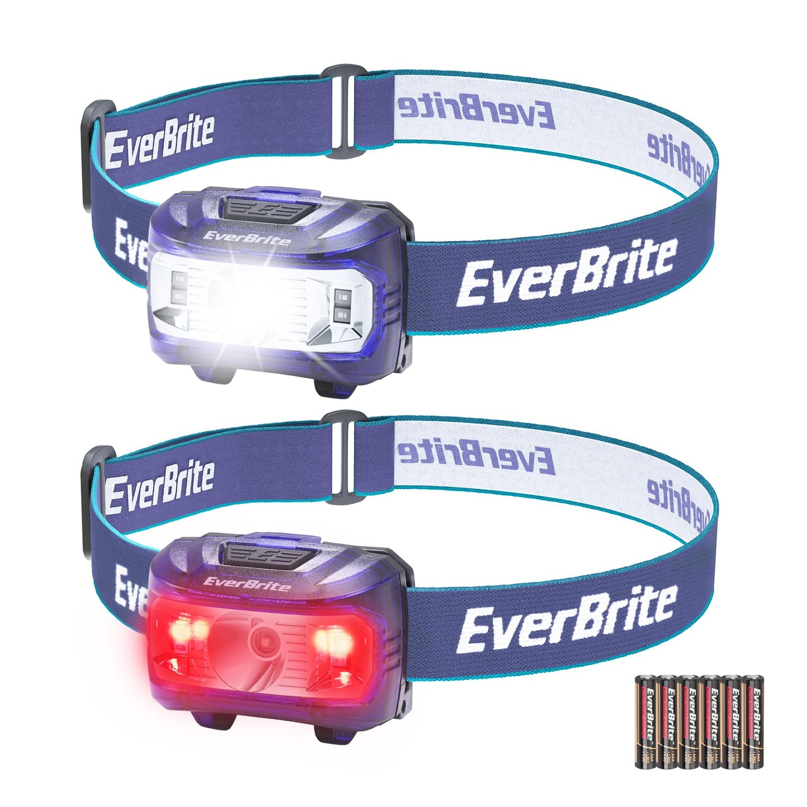 EverBrite Headlamp, 2 Pack Kids Headlamp with Red Light and Memory Purple