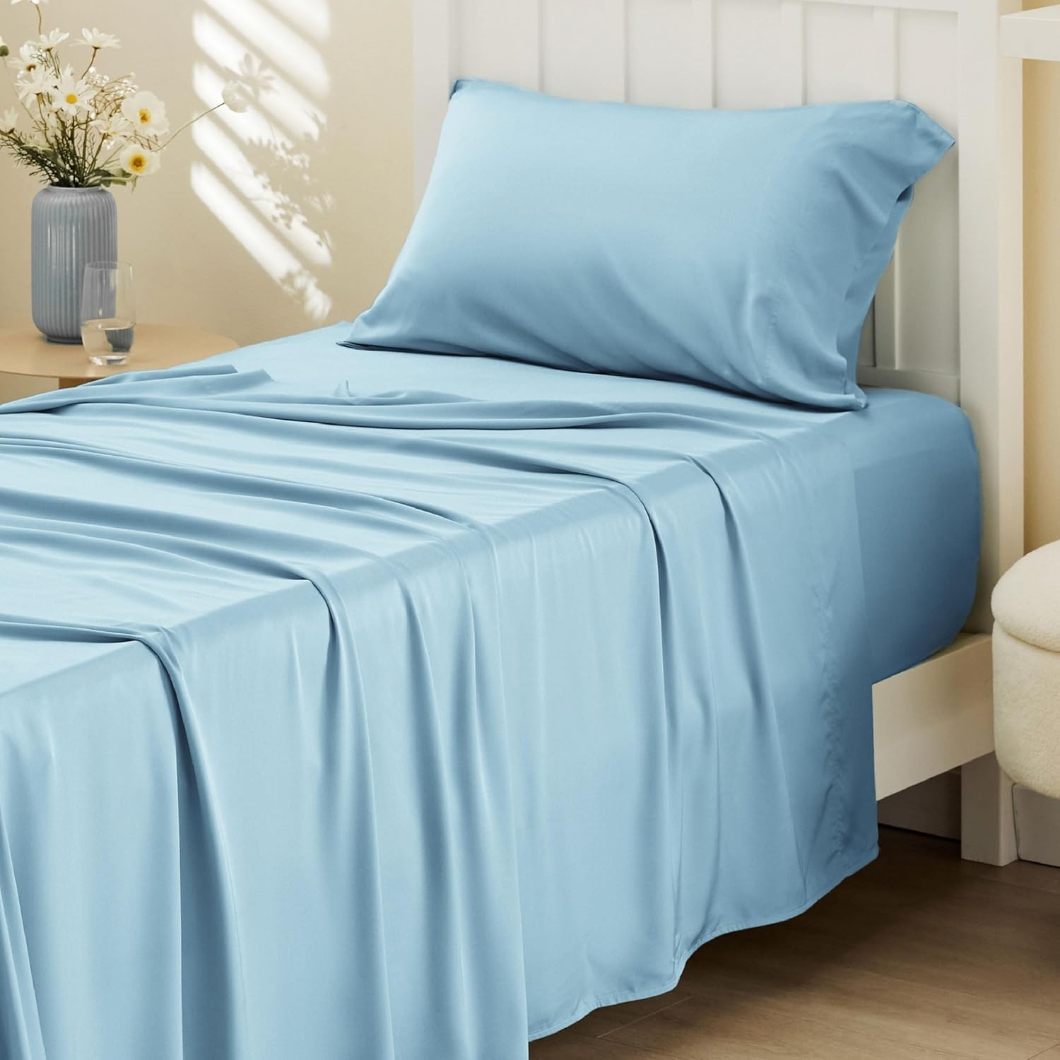 Cooling Sheets Twin XL,Rayon Derived from Bamboo,Breathable&Soft Sheet Sets
