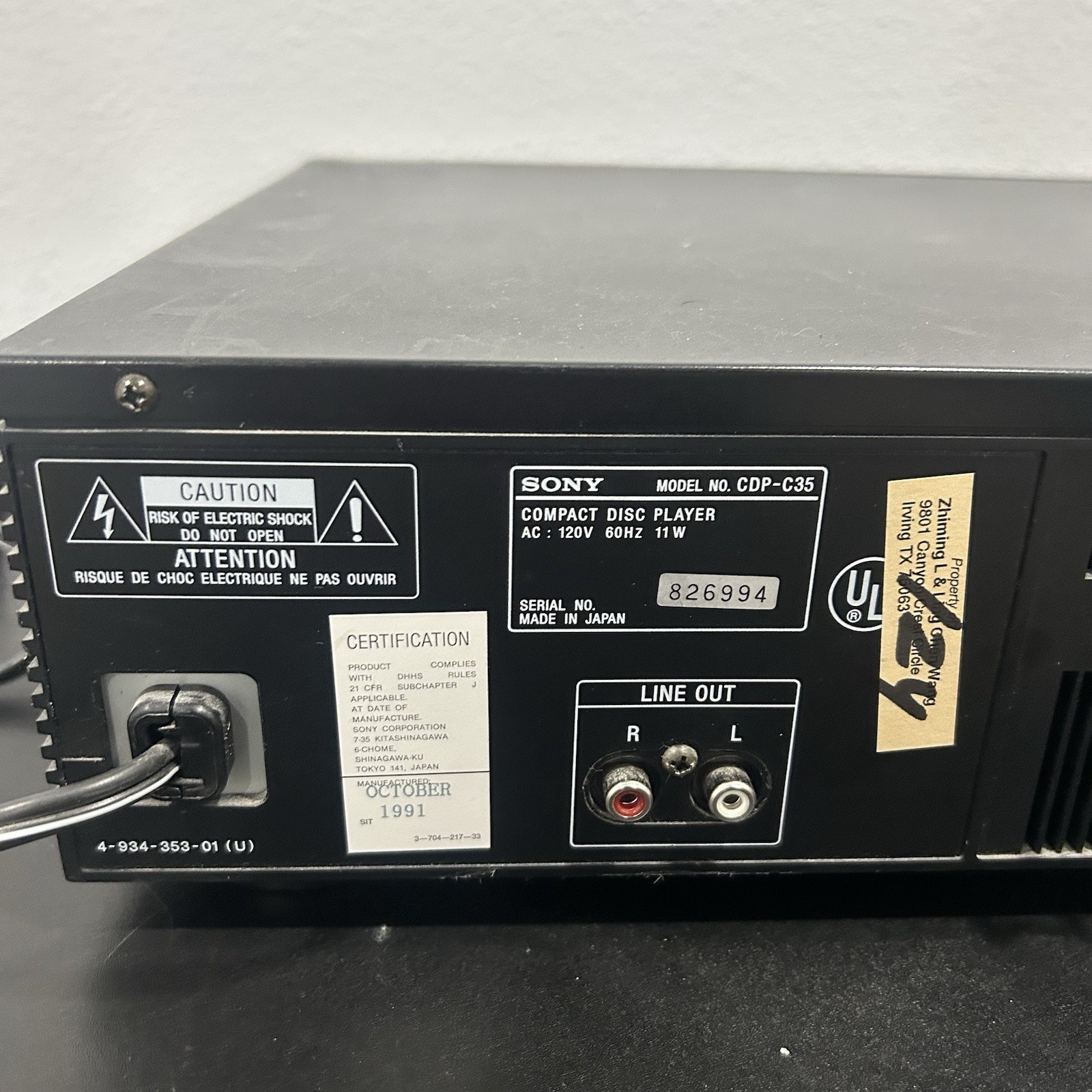 Sony CDP-C35 Vintage 5 Disc Cd Player. Tested Working