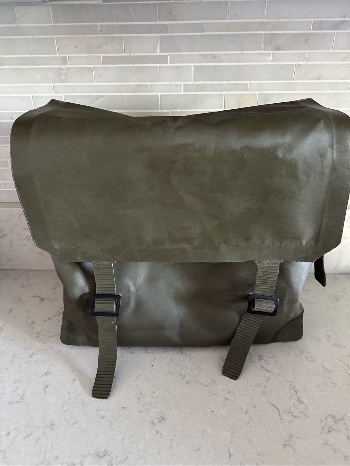 Vintage Dutch Army Combat Military OD GREEN Waterproof Backpack Tote Bag
