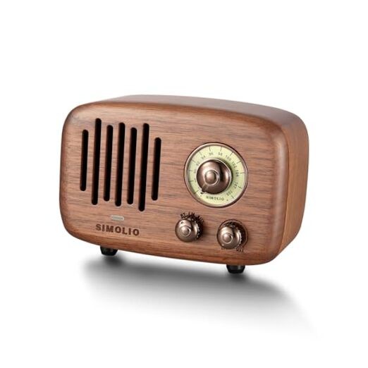 Retro Bluetooth Speakers with Loud HD Sound, Nature Black Single Speaker