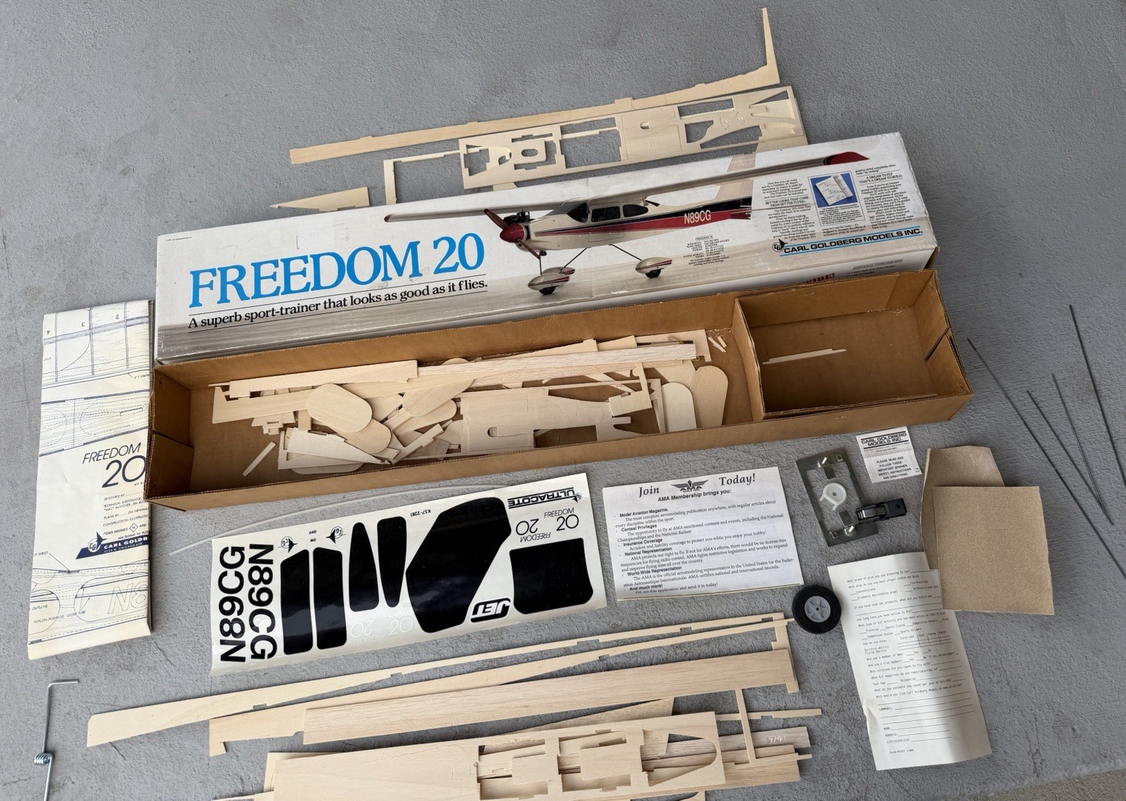 RARE CARL GOLDBERG FREEDOM 20 KIT NO.57 BOX PLANS PARTS ONLY (READ)