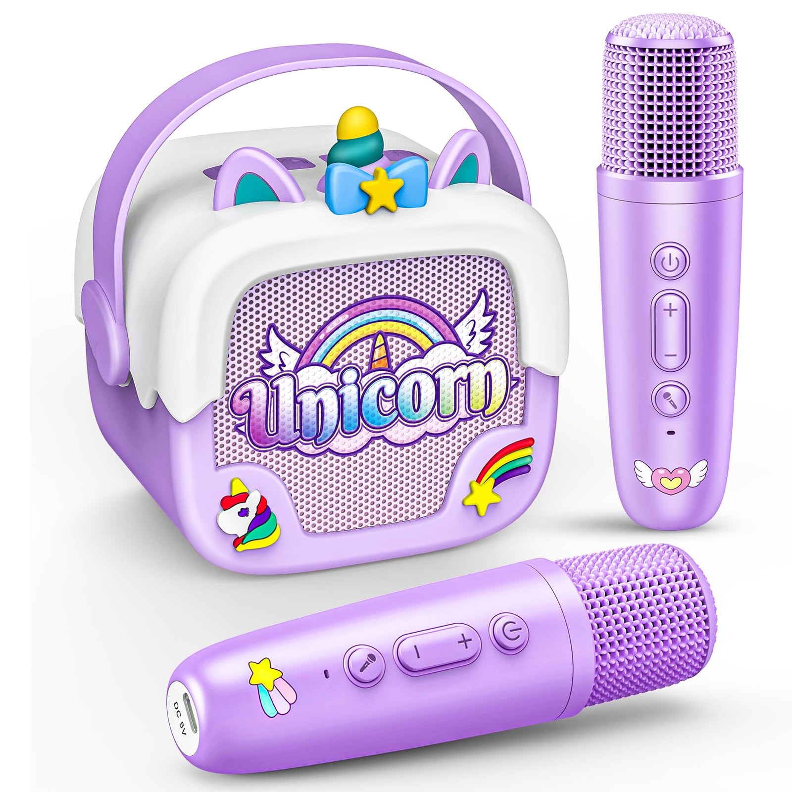 Mini Karaoke Machine for Kids Girls: Unicorn Portable Bluetooth Speakers with...