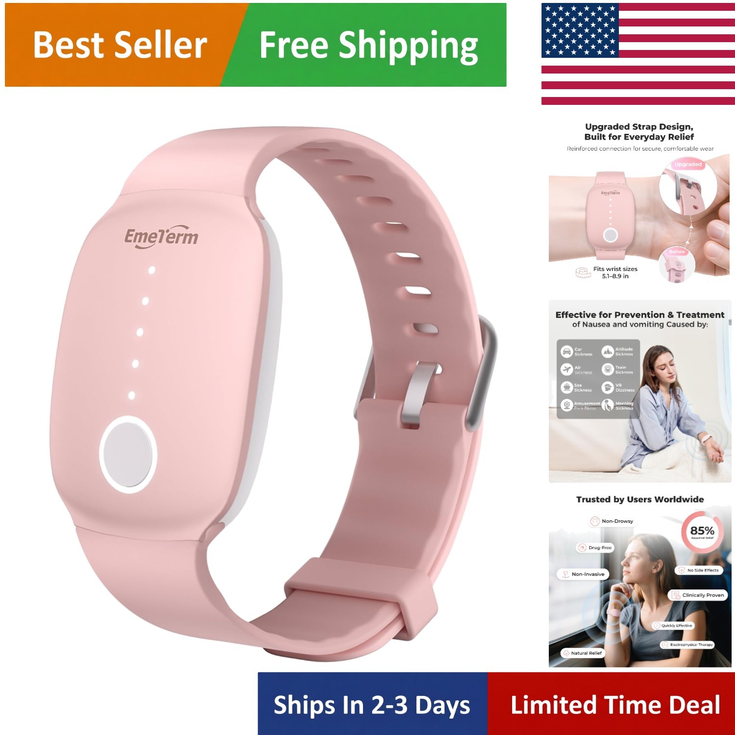 Clinically Proven Electric Wristband for Morning Sickness Relief - No Gel Needed