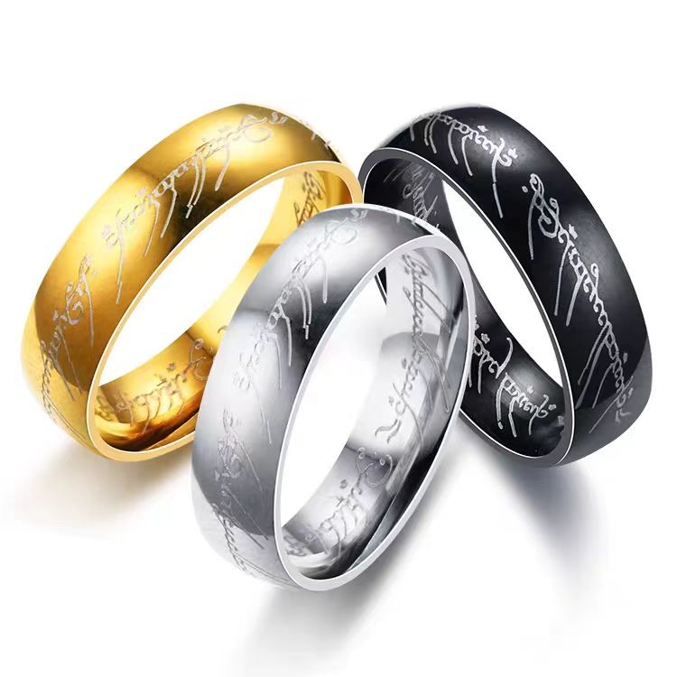 NEW Lord of the Rings Titanium Steel Scripture Rings Stainless Steel Jewelry
