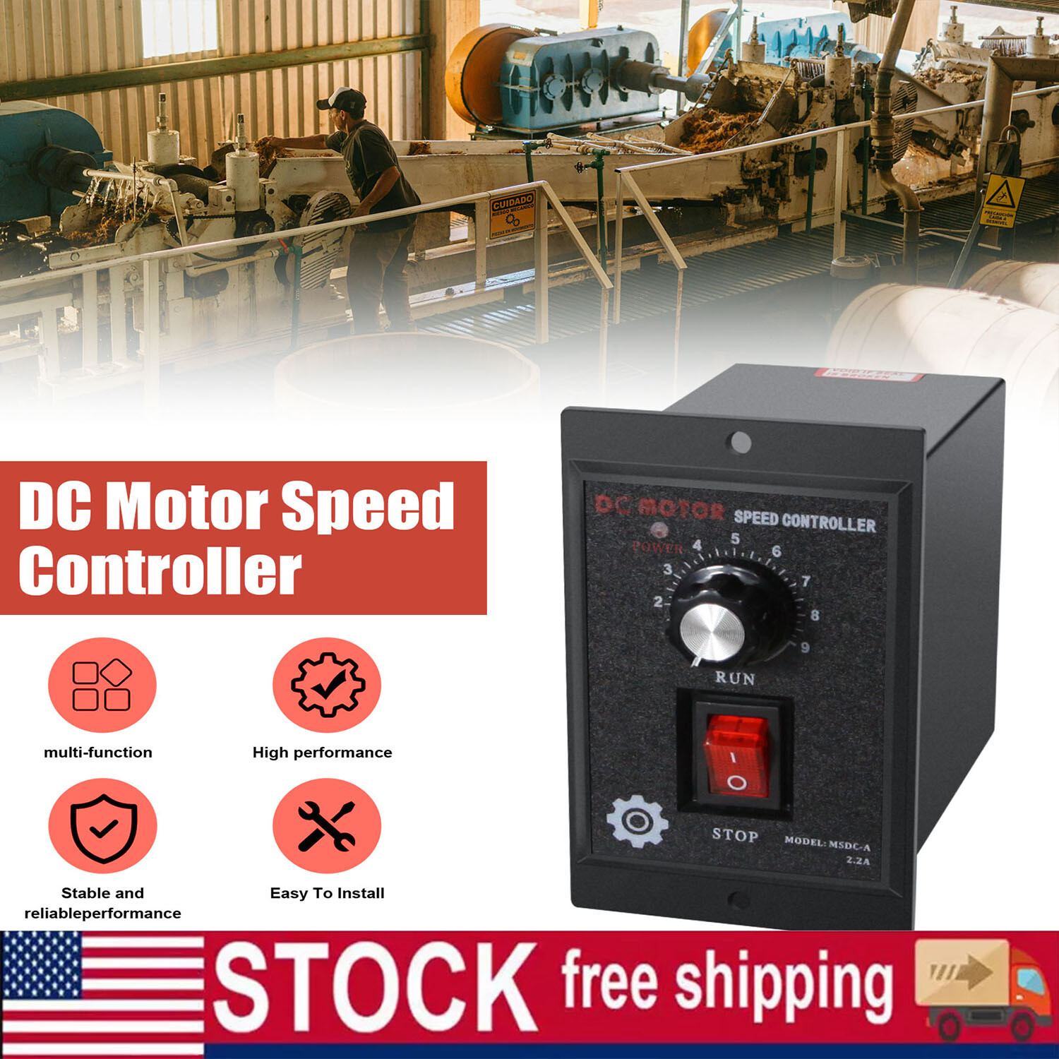 US 500W DC Motor Speed Controller AC 110V to DC 90V Forward Reversible Regulator