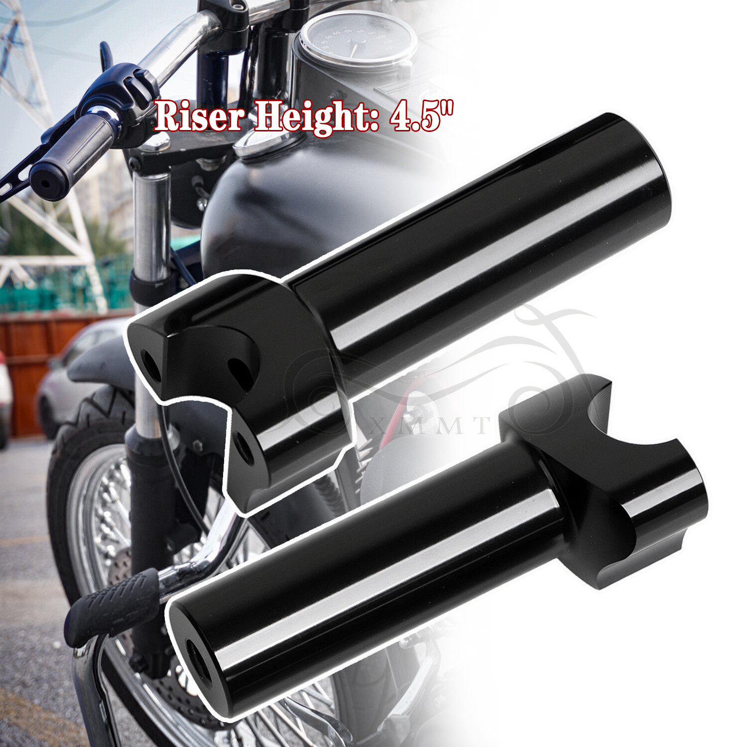Black 4.5" Straight Handlebar Risers For Harley Dyna Heritage Softail Sportster