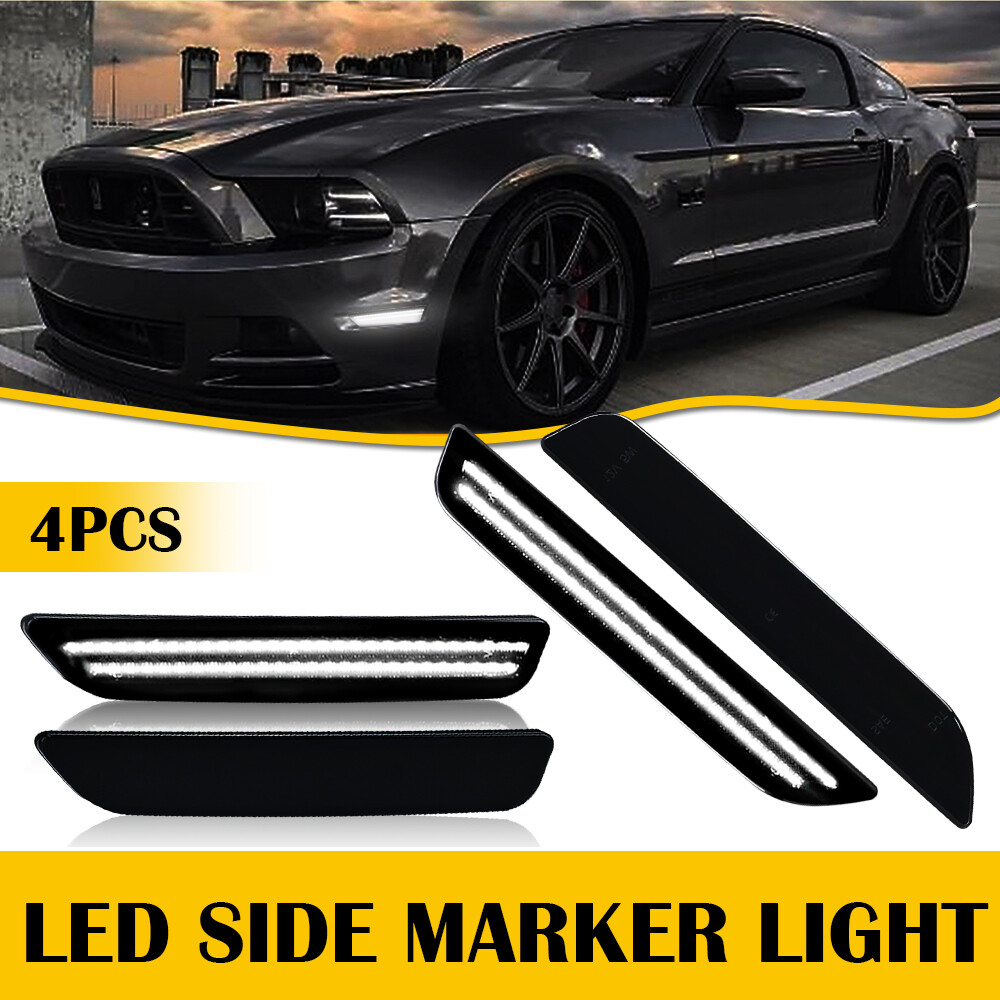 Smoke White LED Rear Side Marker Lamp Reflector Light For 2010-2014 Ford Mustang