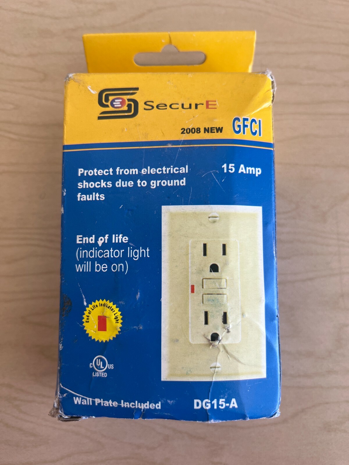 Secure 273079 GFCI Receptacle 15AMP Almond DG15-A Wall Plate Ground Fault