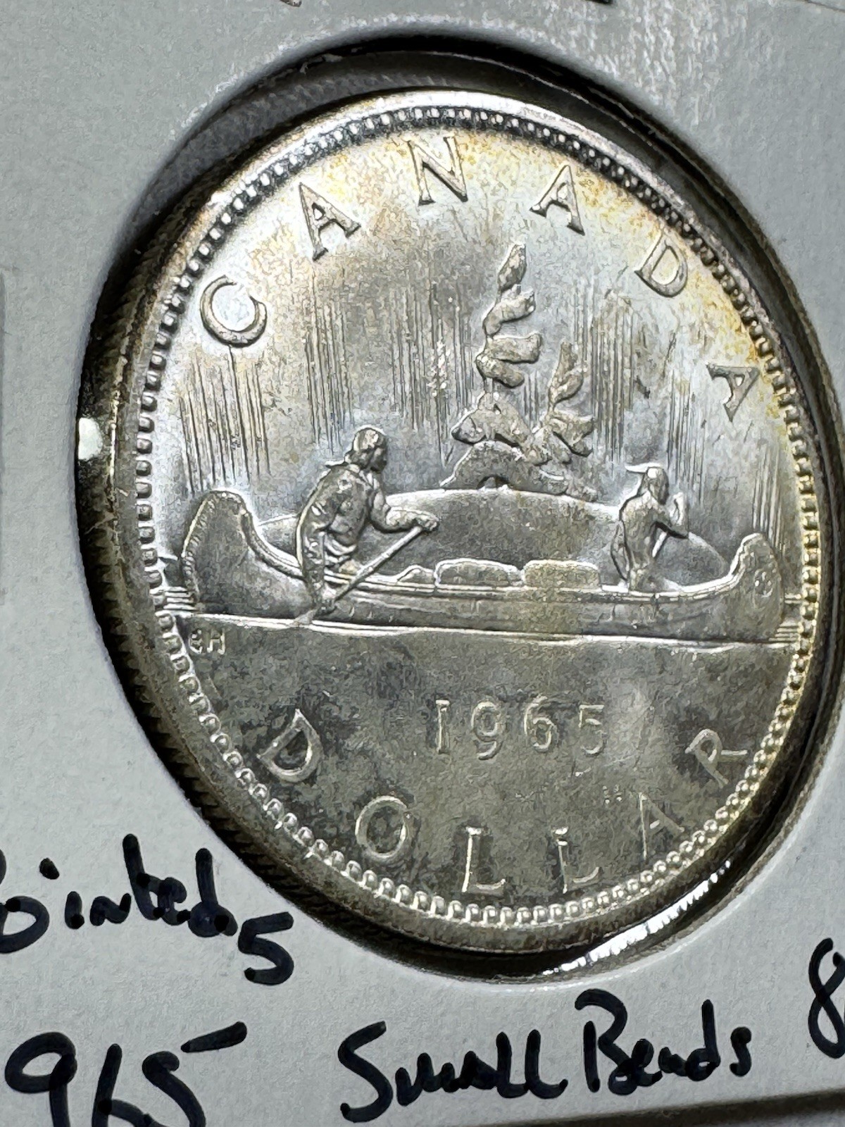 1965 Canada $1 Silver Coin Pointed 5 Small Beads