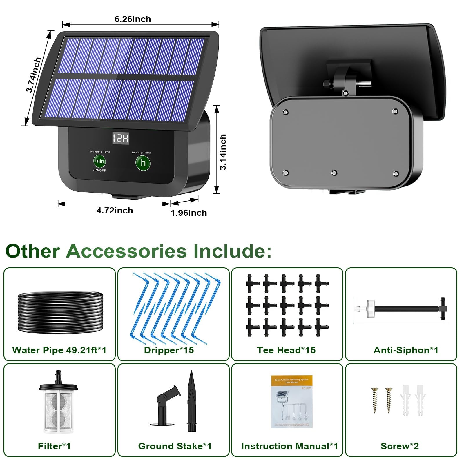 LCD Display Solar Drip Irrigation System Kit, 30 Working Modes & 10 Watering Int