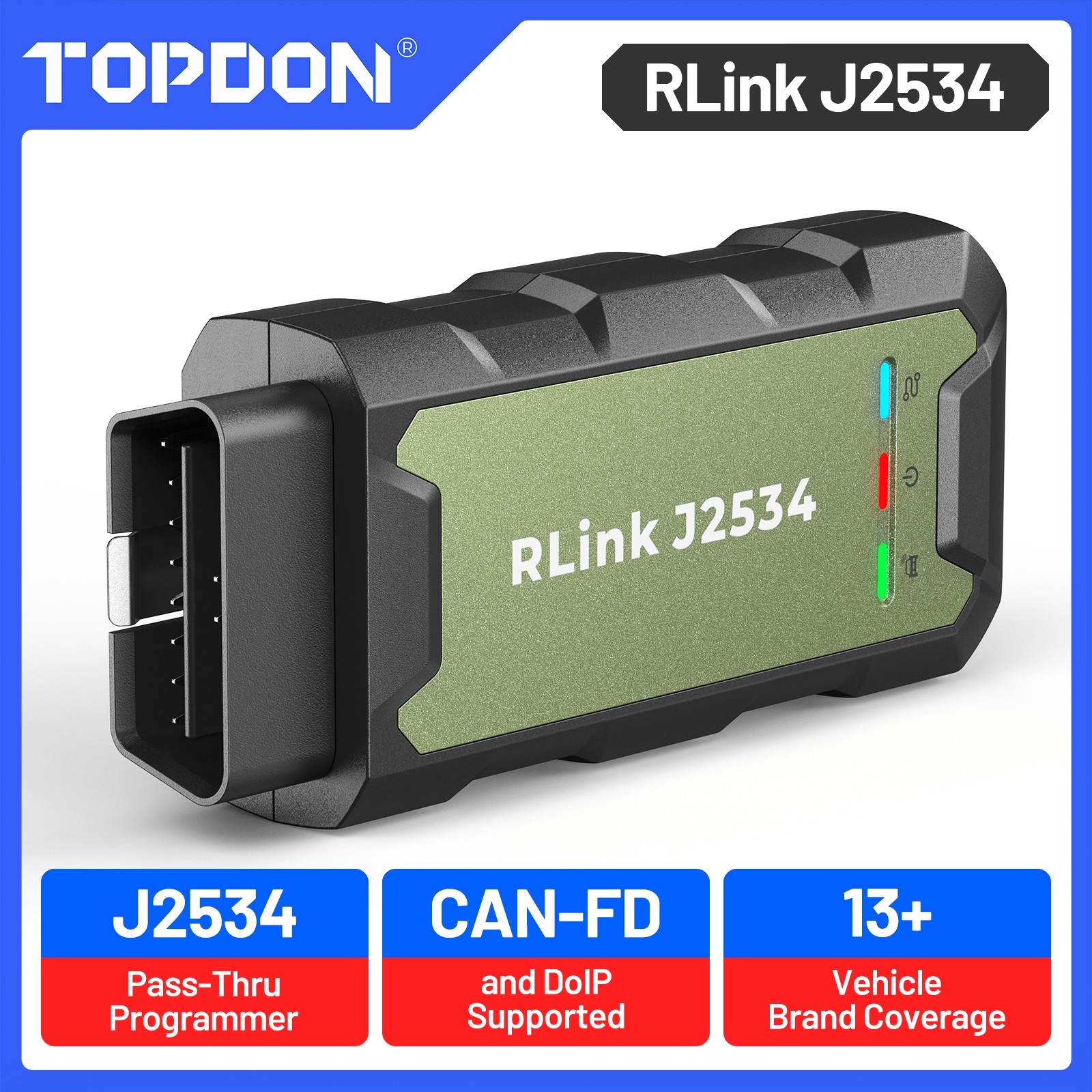 Topdon Rlink J2534 Programming OBD2 Scanner Auto Diagnostic ECU Coding Tool