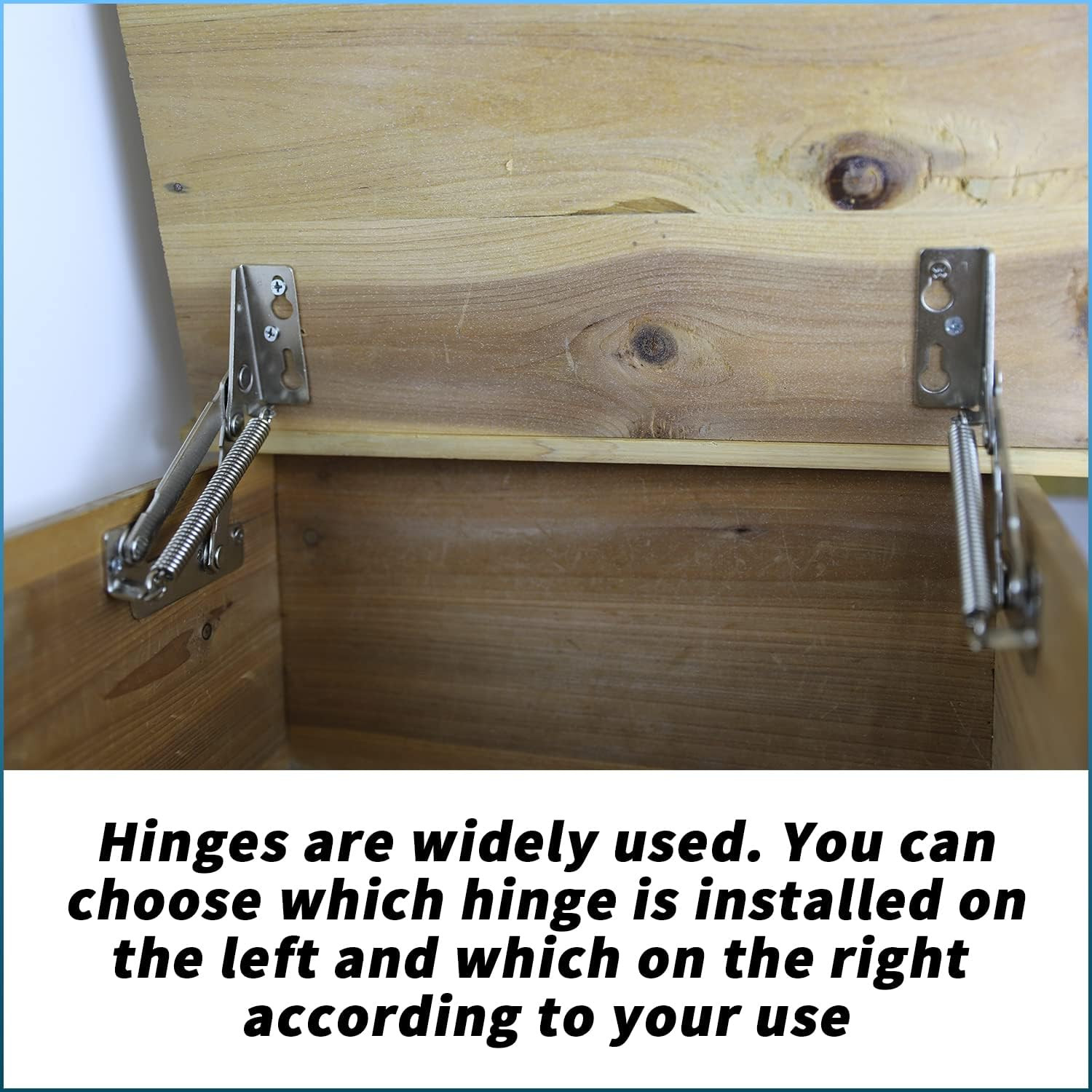 80 Degree Bench Seat Hinge - 1 Pair Steel Cabinet Door Hinge for Toy Box Chest,