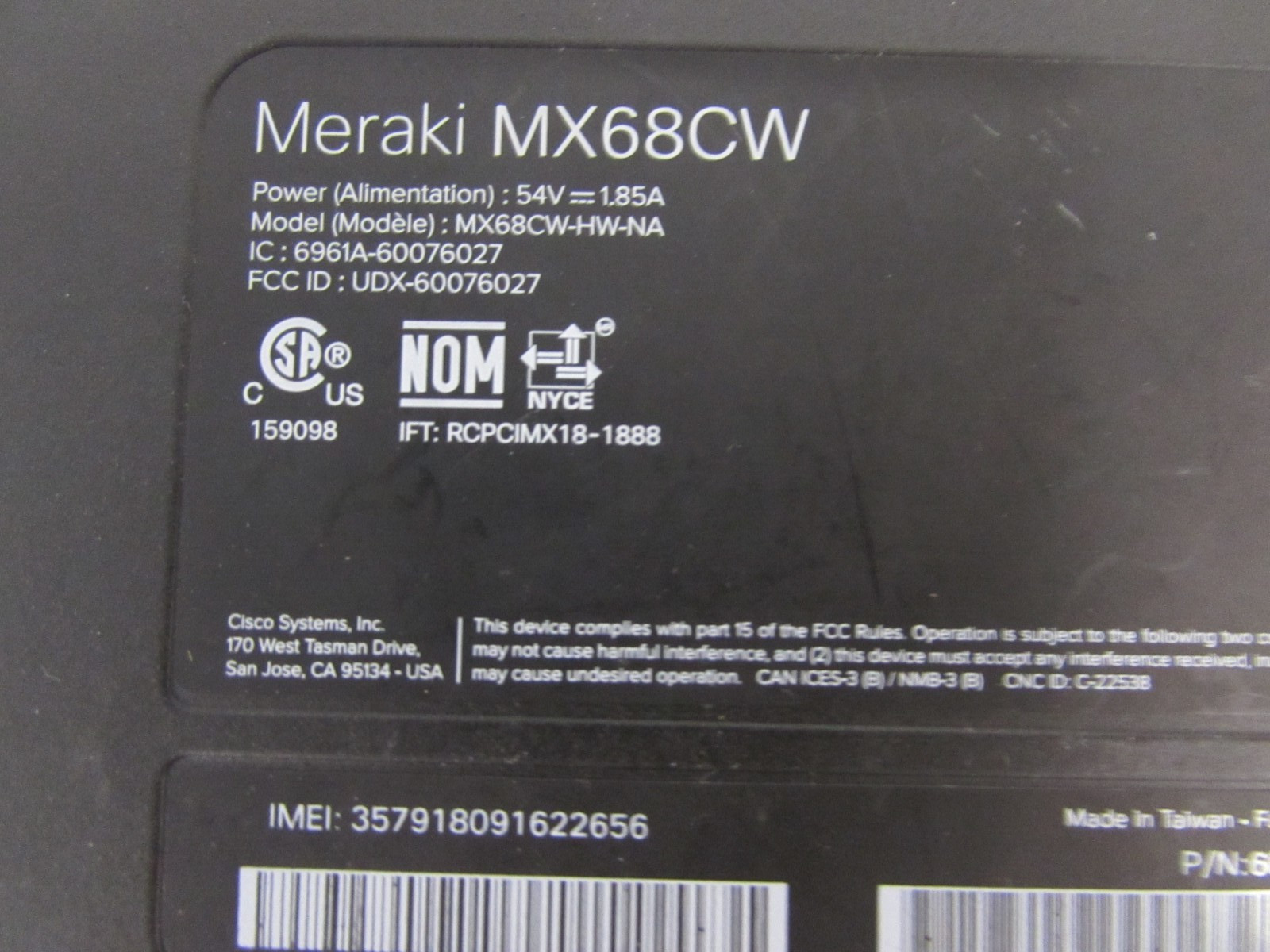 CISCO MERAKI MX68CW (15D)