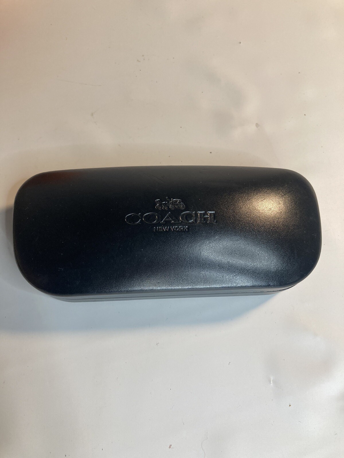 Coach New York Black Hard Clamshell Glass Case Eye glass Sun Glasses Authentic