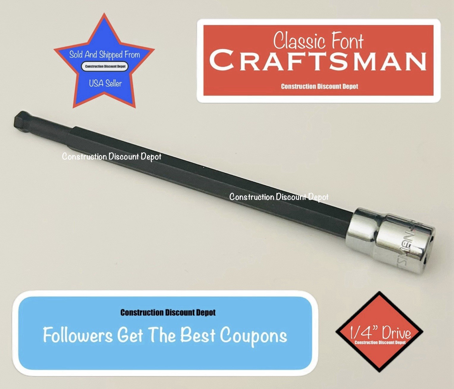 Craftsman  Sockets 1/4" Drive 4-3/4" LONG 3/16" In. Hex Allen Bit Socket 1762