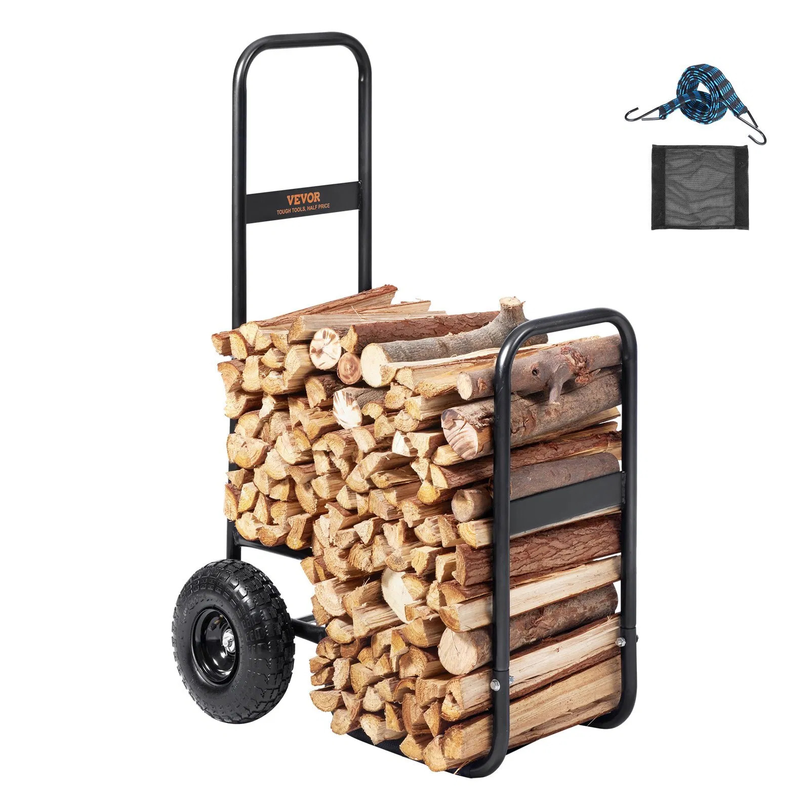 Firewood Log Cart, 250 lbs Load Capacity, Outdoor and Indoor Wood Rack Storage M