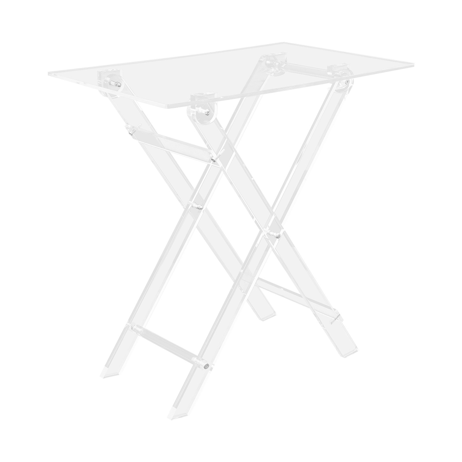 Clear Portable Foldable Side Table, X-Leg Low Table for Bed Sofa Living Room