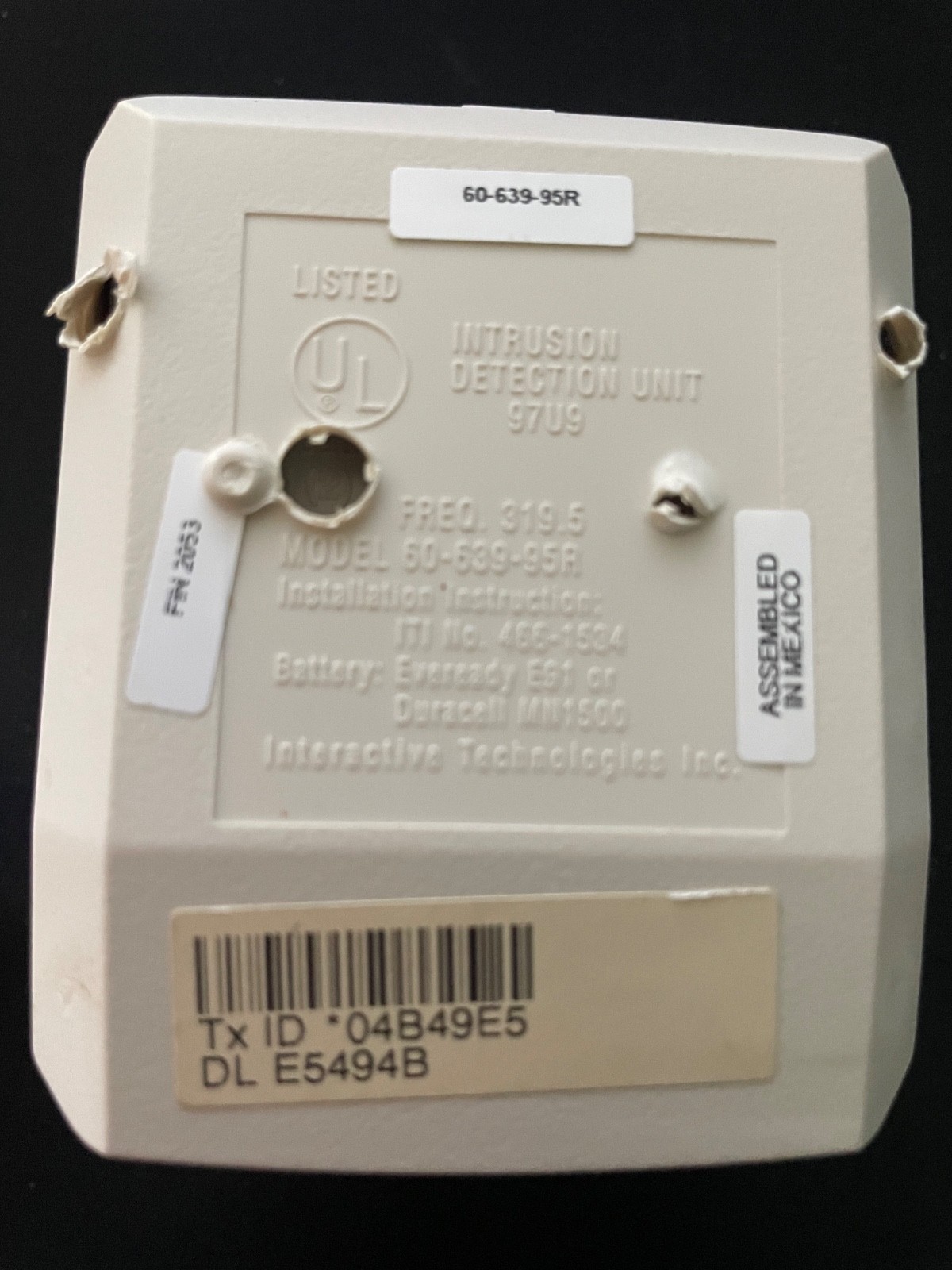 Interactive Technologies Wireless Intrusion Detection 97U9 Motion Mod 60-639-95R