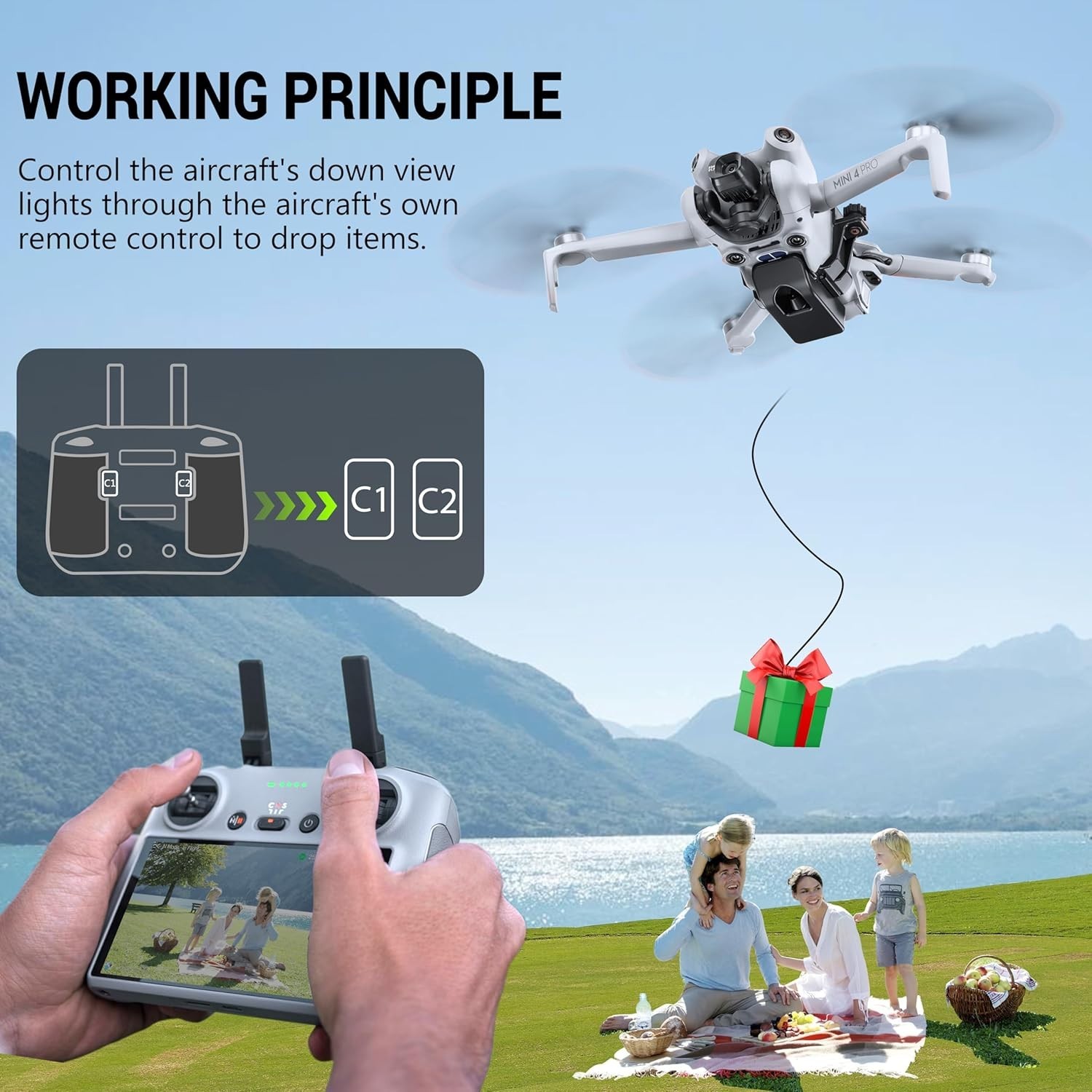 DJI Mini 4 Pro Airdrop System with Flashing Light - Versatile Drone Accessory