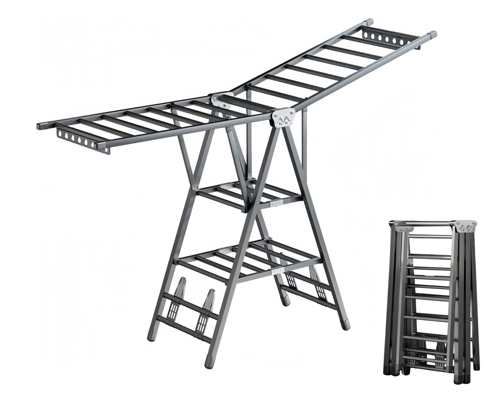 71" Clothes Drying Rack Foldable, Clothes Airer Drying Rack with Wheels, Heav...