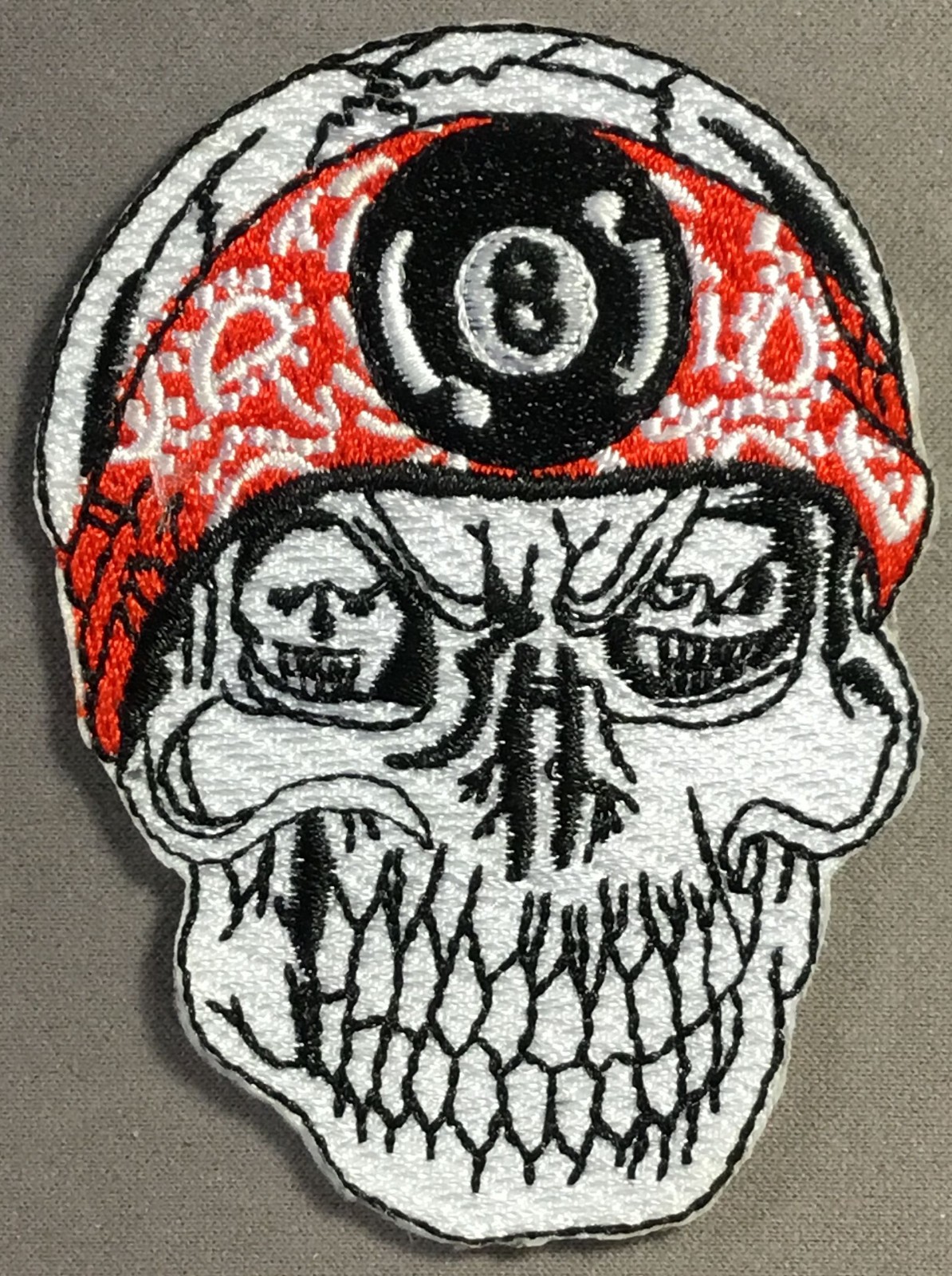 9 Ball Bandana Skull Embroidered patch