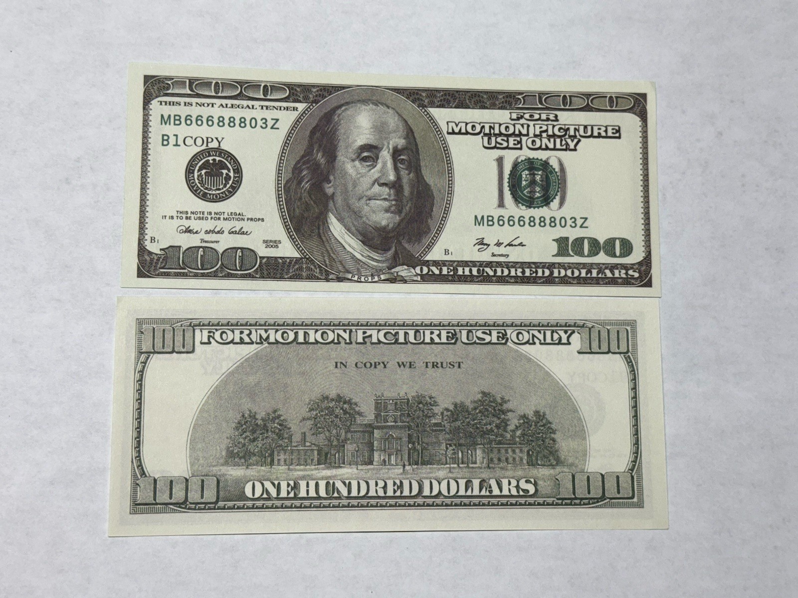 $100 Bills X2 $200 Prop Replica Money for Movies Parties Tik Tok Instagram Fake