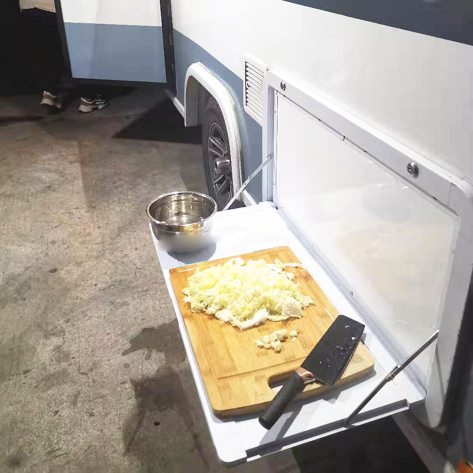 RV Caravan Picnic Folding External Table Aluminum 800x450mm Wall Mount White