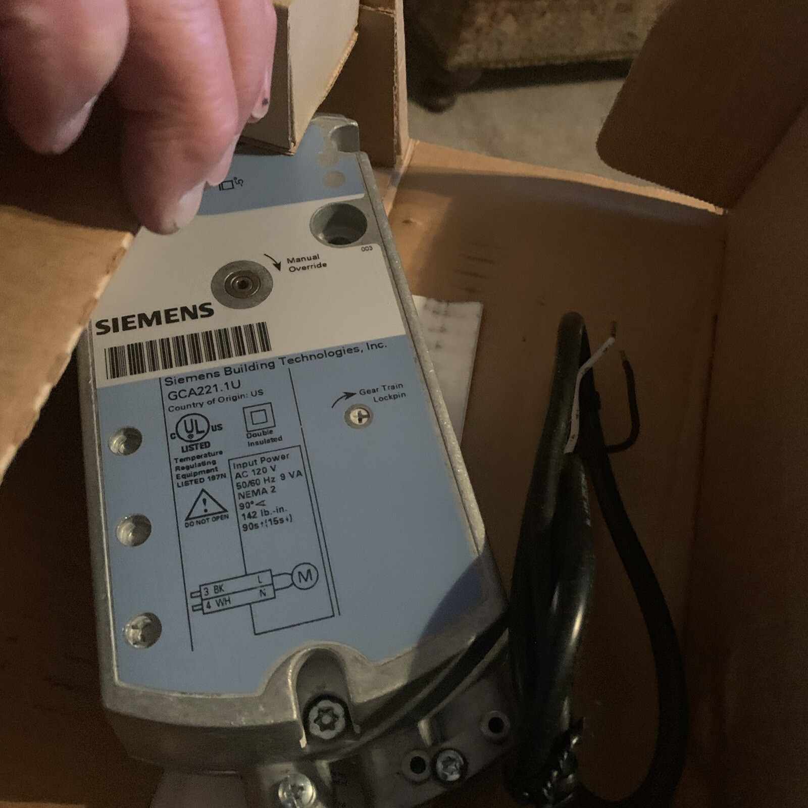 NEW Siemens GCA221.1U Open Air Actuator,spring return 120V 2POS 160 In,LB