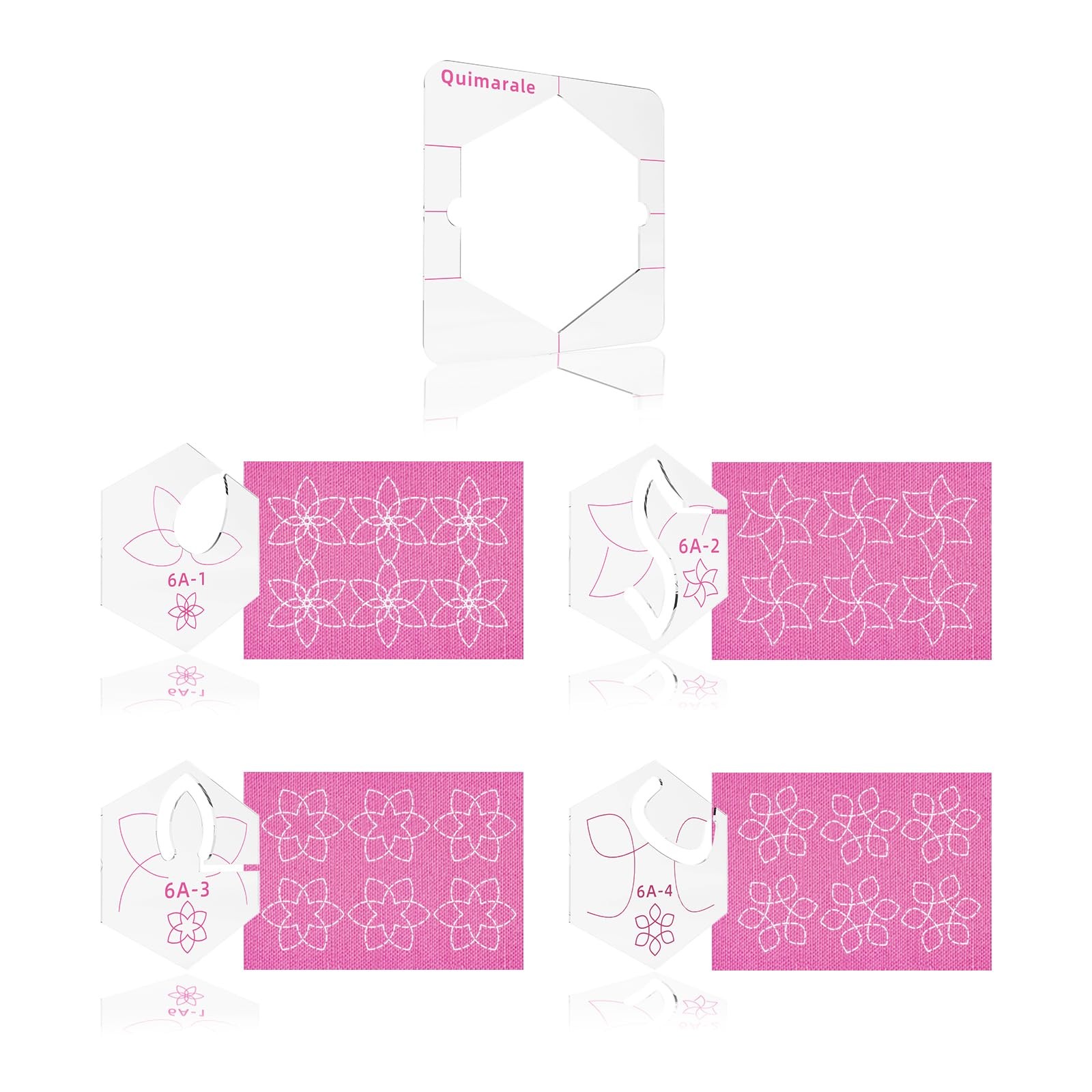 4PCS Flower Design Free Motion Quilting Templates with Quilting Frame Quiltin...