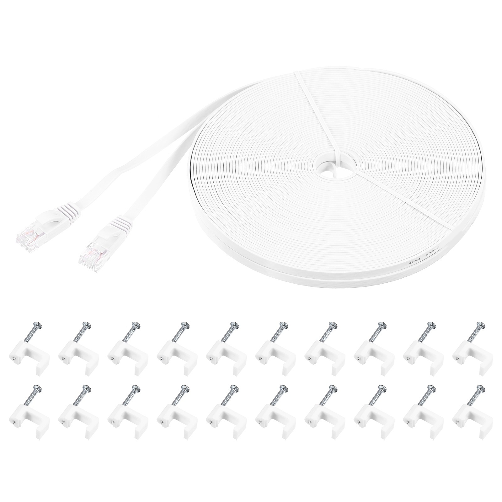 Cat 6 Ethernet Cable 82ft 32AWG High Speed RJ45 Cat6 Patch Cord with Clips White