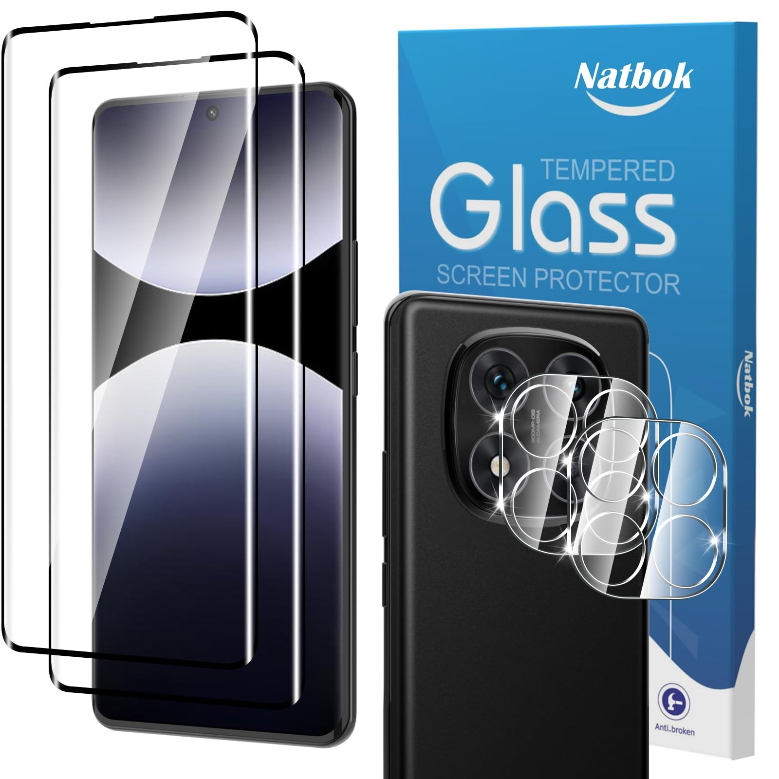 Natbok 2+2 Pack 3D Screen Protector for Redmi Note 14 14 Pro 5G