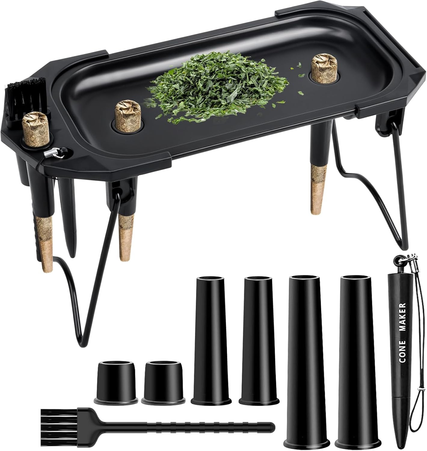 Metal Rolling Tray with Cone Loader, Cone Filler Roller, Rolling Machine & Tray