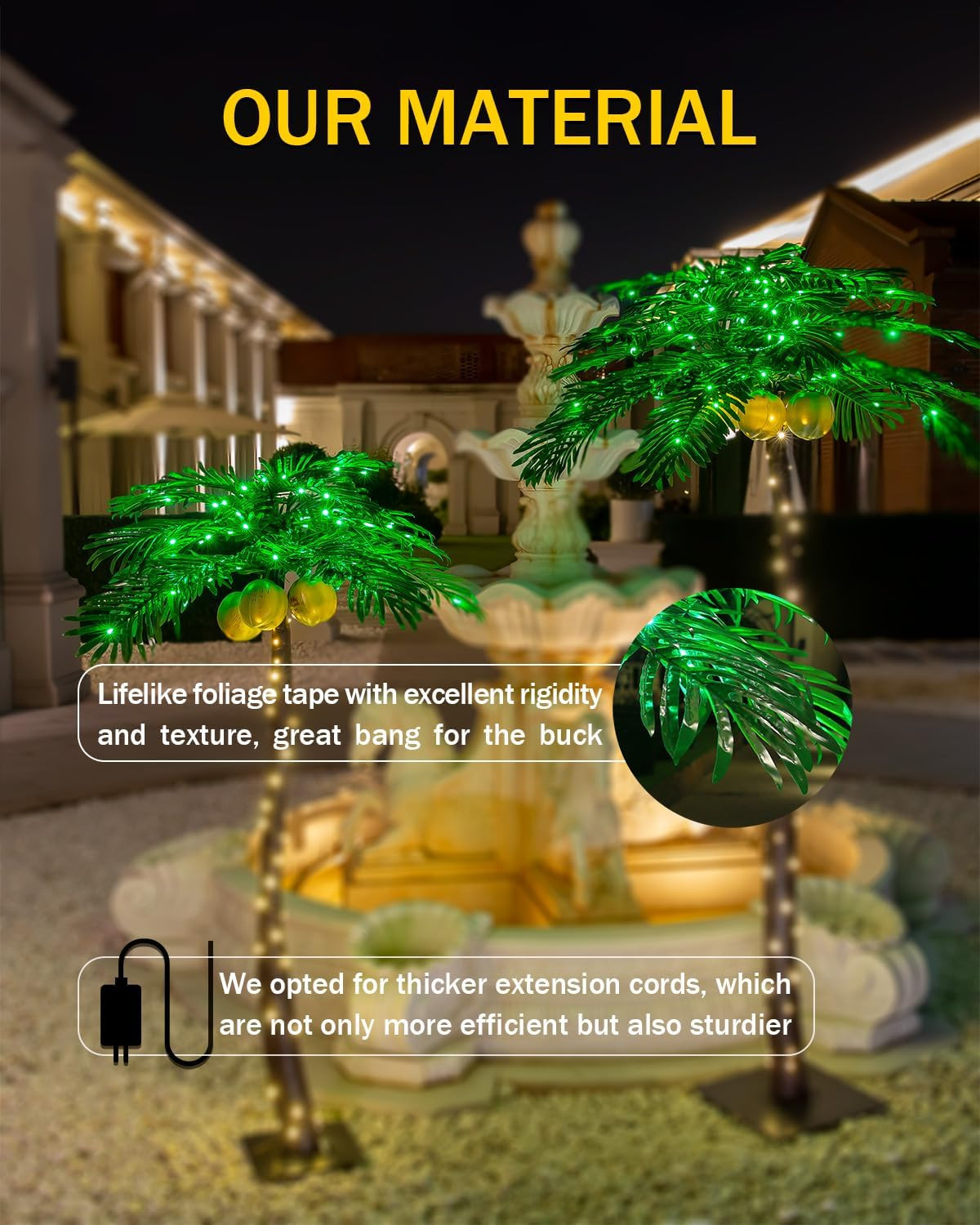 7ft Lighted Palm Tree with Glowing Coconuts - Dimmable, UL Certified, Waterproof