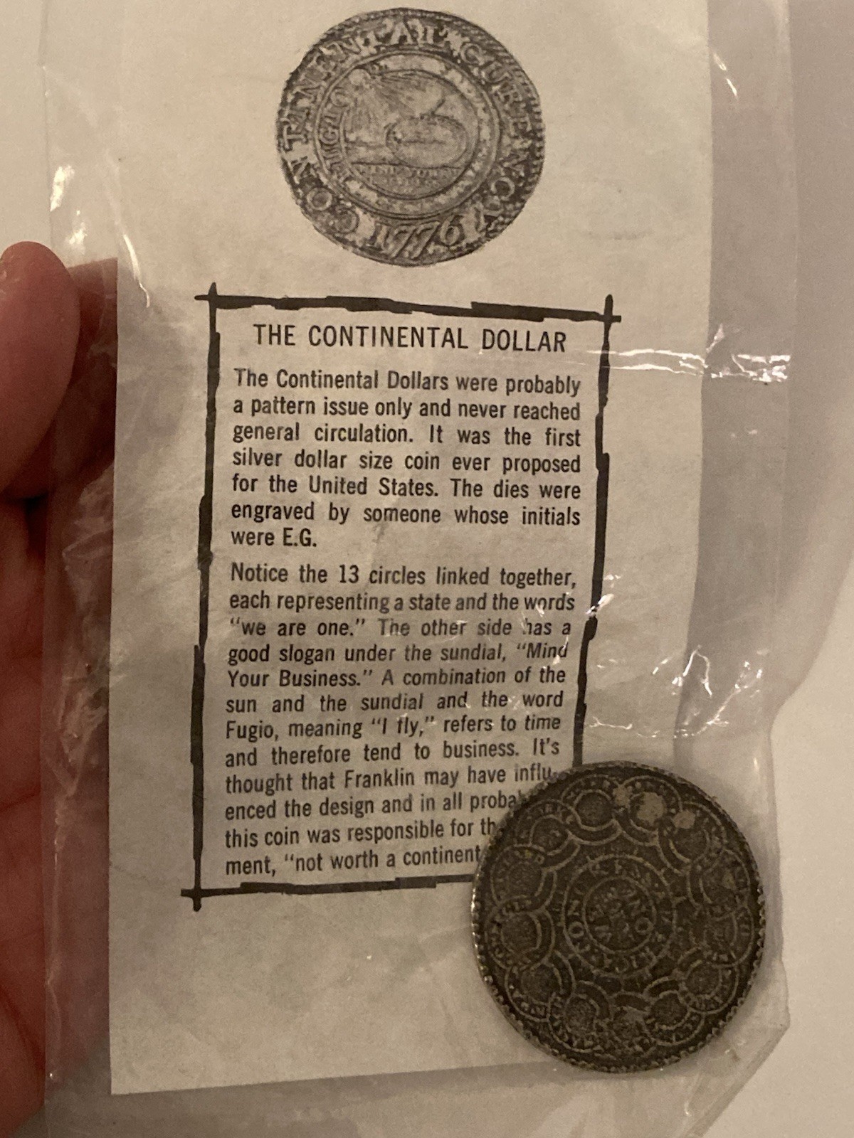 🧚🏻Continental Dollar Currency COPY 1776 Pewter Commemorative Coin Token