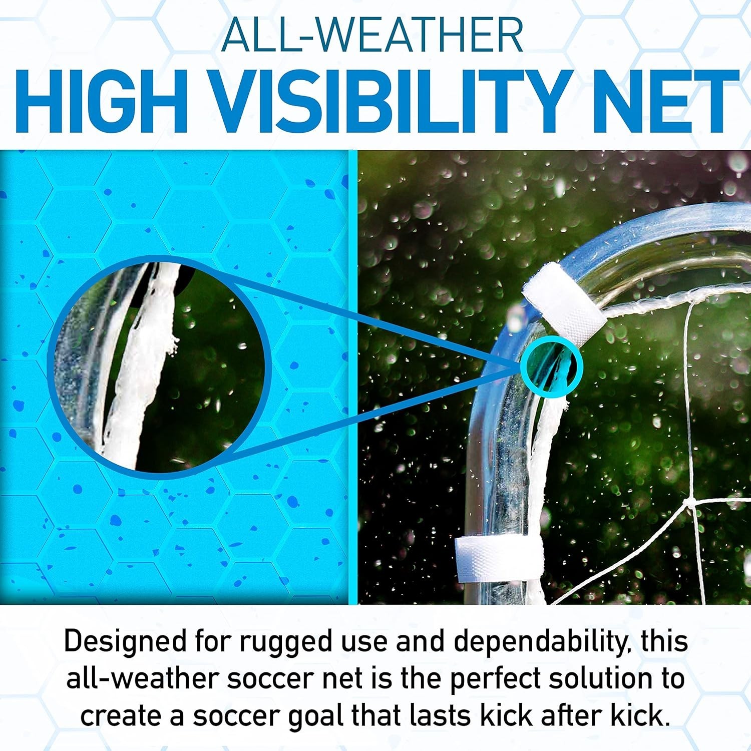 Durable 4' x 6' Soccer Replacement Net with Self-Sticking Straps for Easy Setup