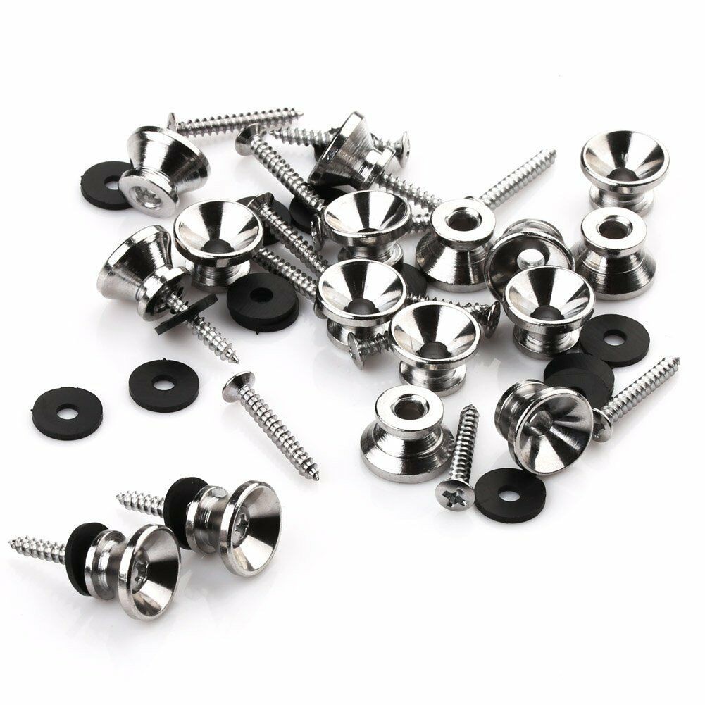 Wholesale Guitar Bass Chrome Metal End Pin Strap Buttons Cushion Screws aa