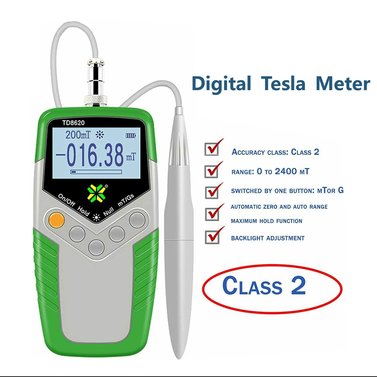 Tesla Meter Teslameter wtih Resolution 10 μT for Measuring DC Magnetic Fields