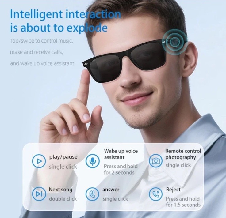 DMES AI Smart Glasses Sunglasses Black