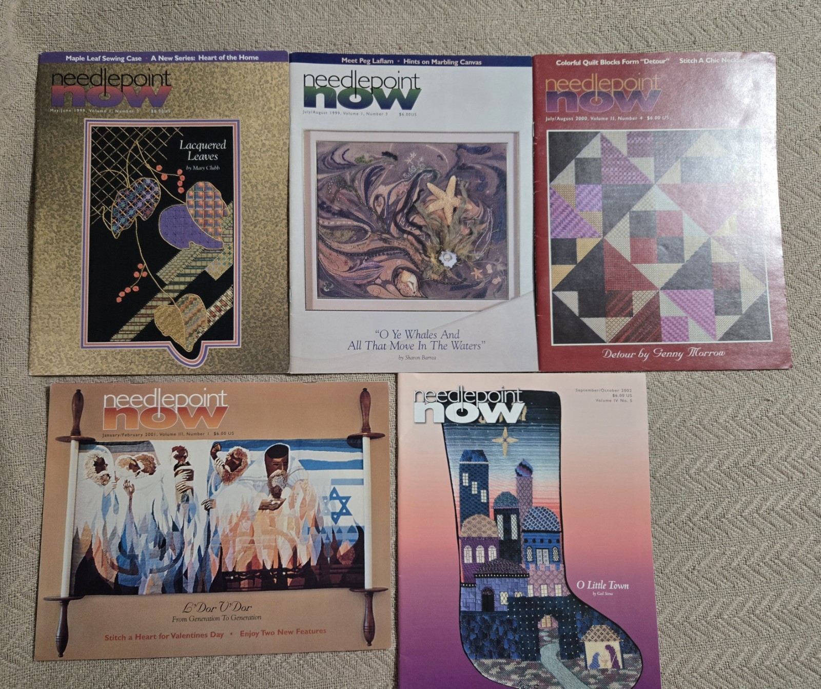 5 Needlepoint Now Magazine Select Back Issues - 1999, 2000, 2001, 2002
