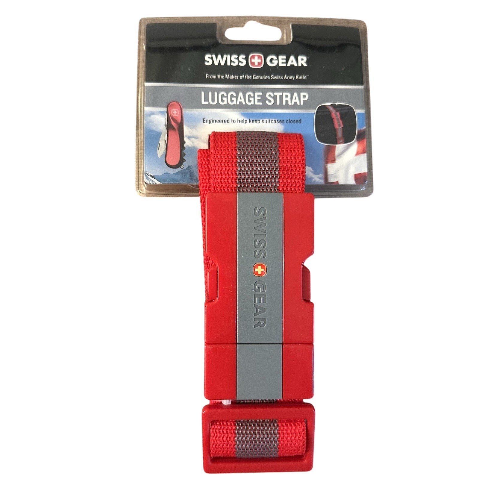 Swiss Gear Luggage Strap Red Adjustable Suitcase Belt Travel Accessory