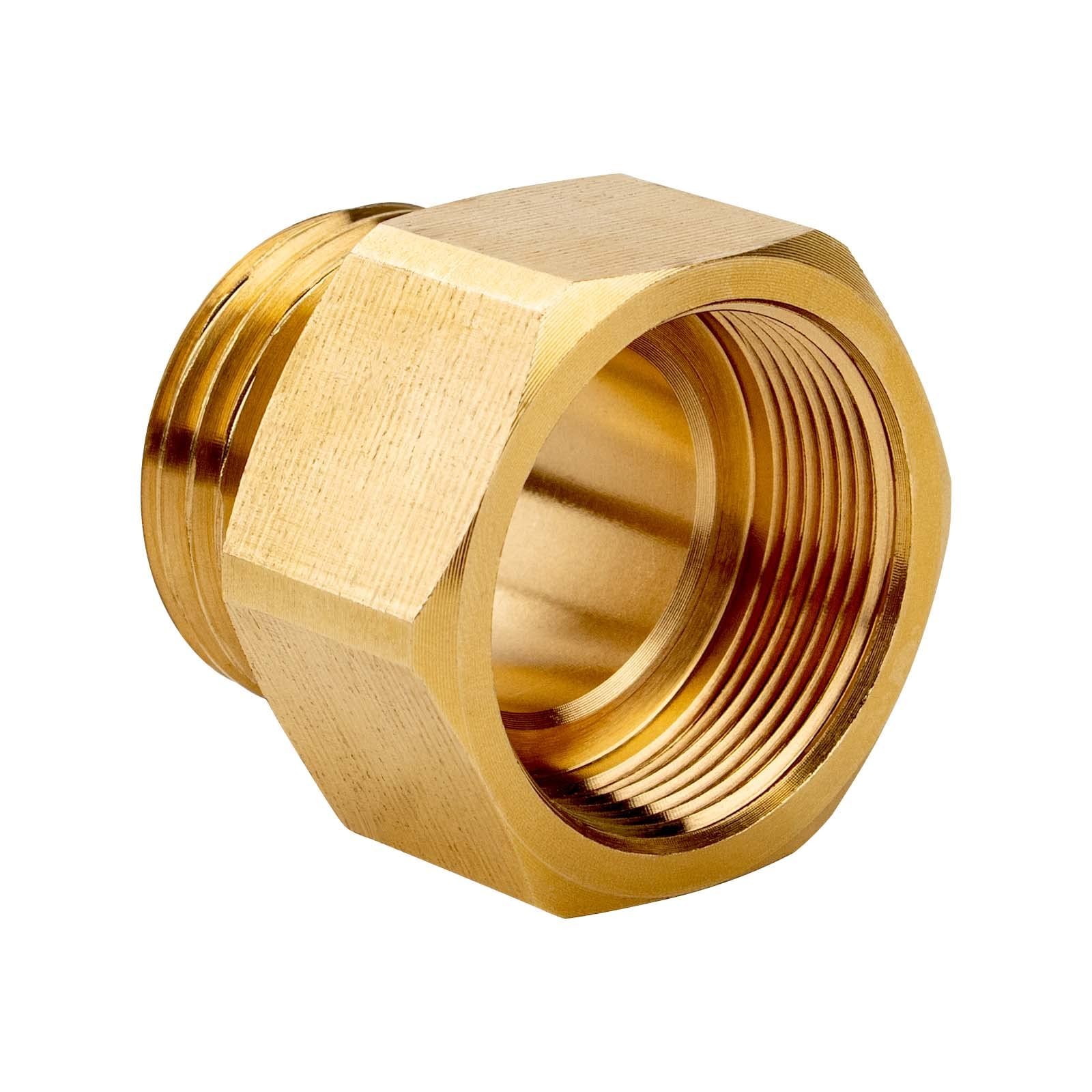 Garden Hose Bib Adapter, 1-1/16" Fine Thread (Female), to 3/4 1 Pack, Brass