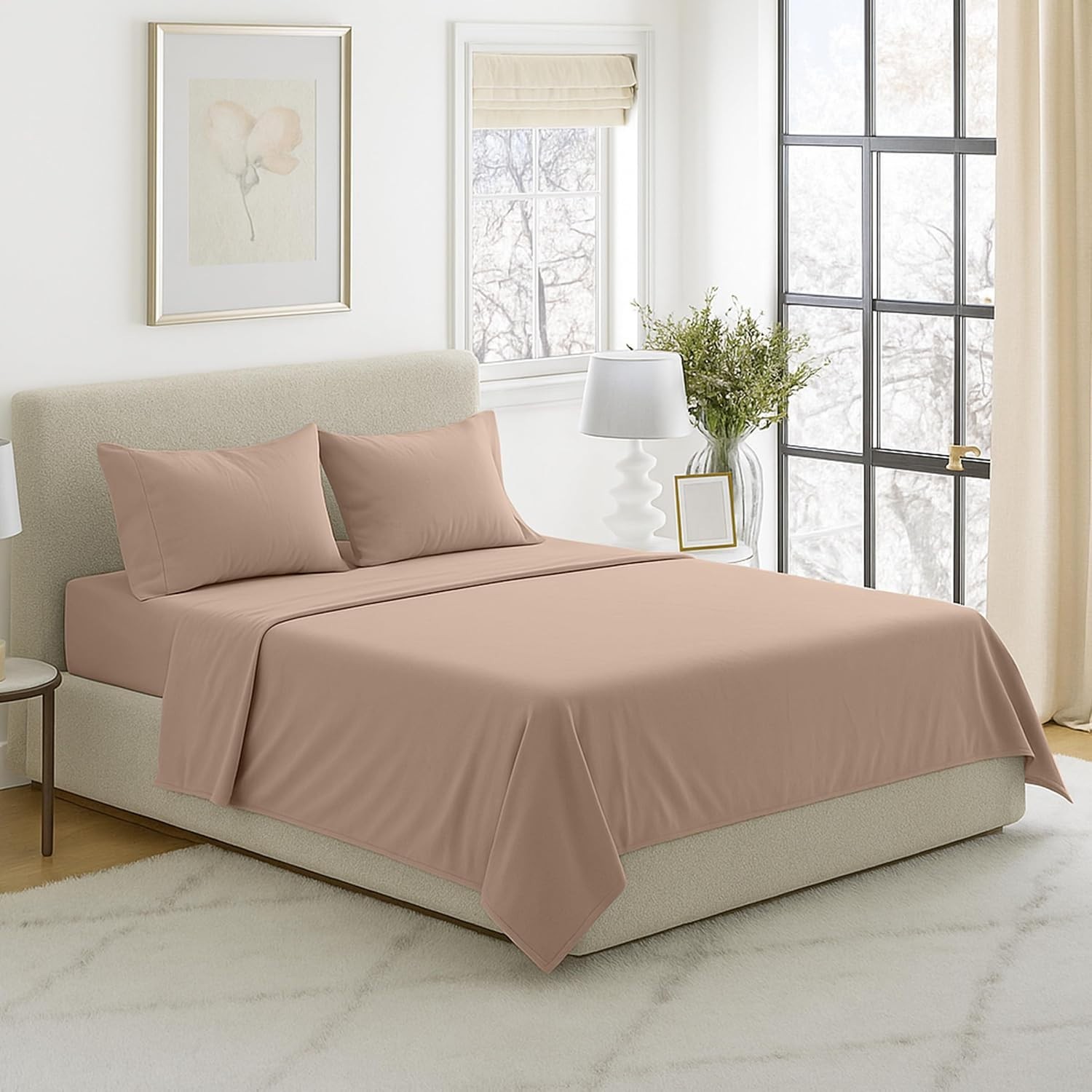 Brushed Microfiber Sheet Set, Full, Taupe