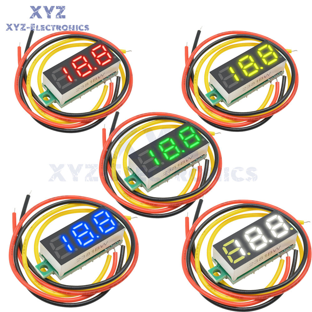 0.28" 3 Wire LED DC 0-100V Voltmeter Digital Display Voltage Volt Meter 12V 24V