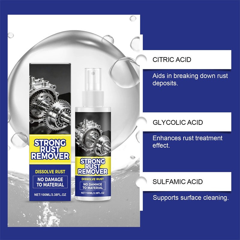 100ml Heavy Duty Rust Remover Spray for Metal - Multipurpose Rust Stain Cleaner