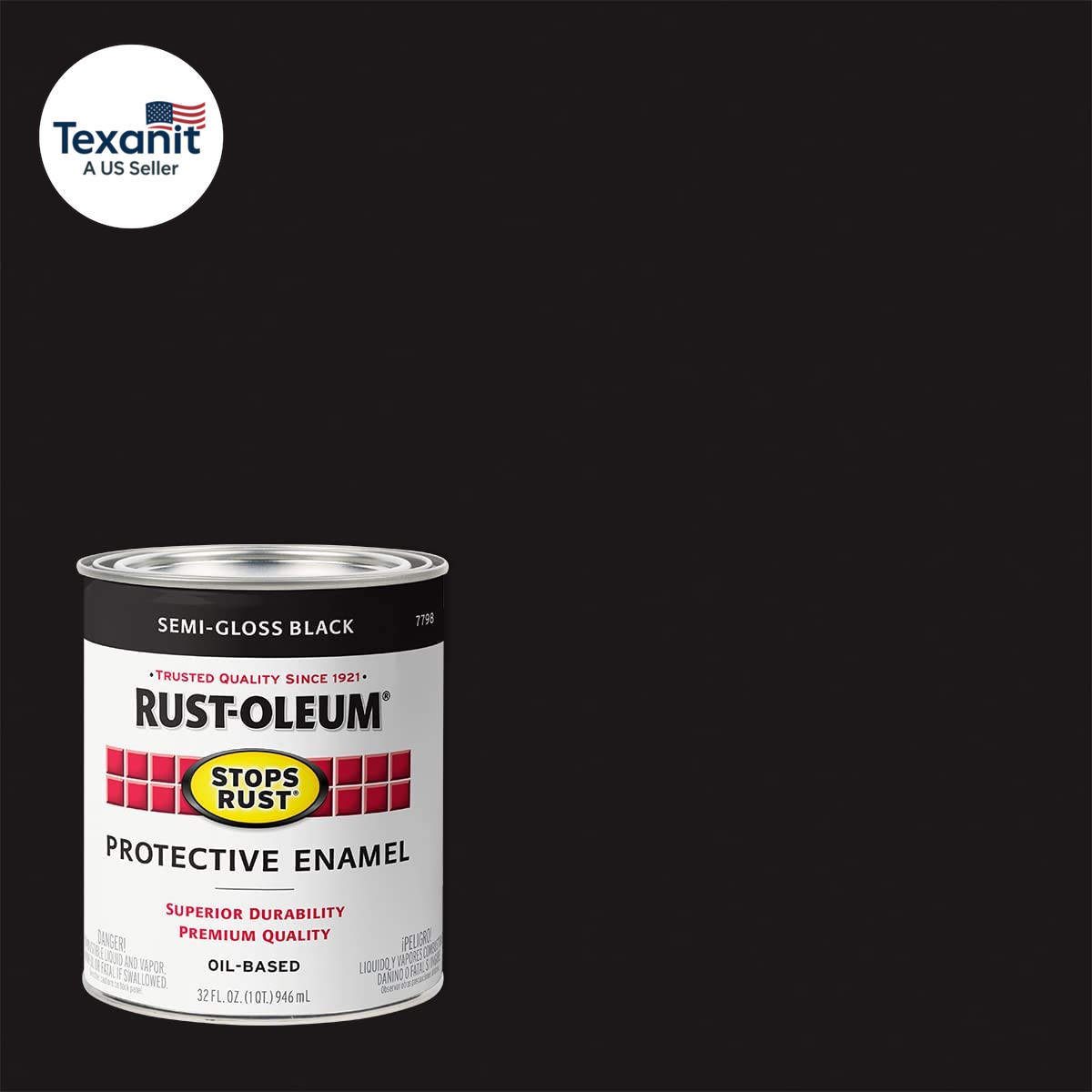 7798502-2PK Stops Rust Brush Paint, Quart, Semi-Gloss Black