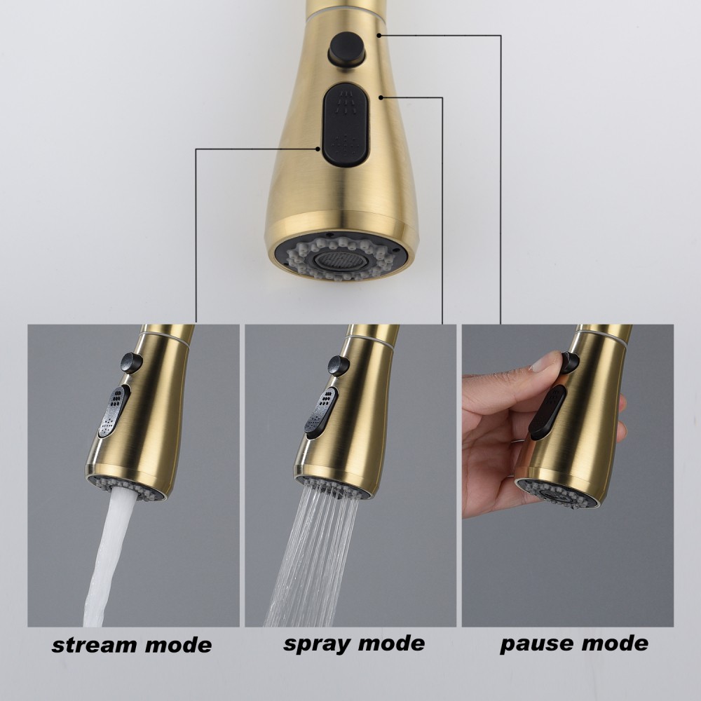 Kitchen Faucet with Pull Out Sprayer Single Handle High Arc Stainless Steel
