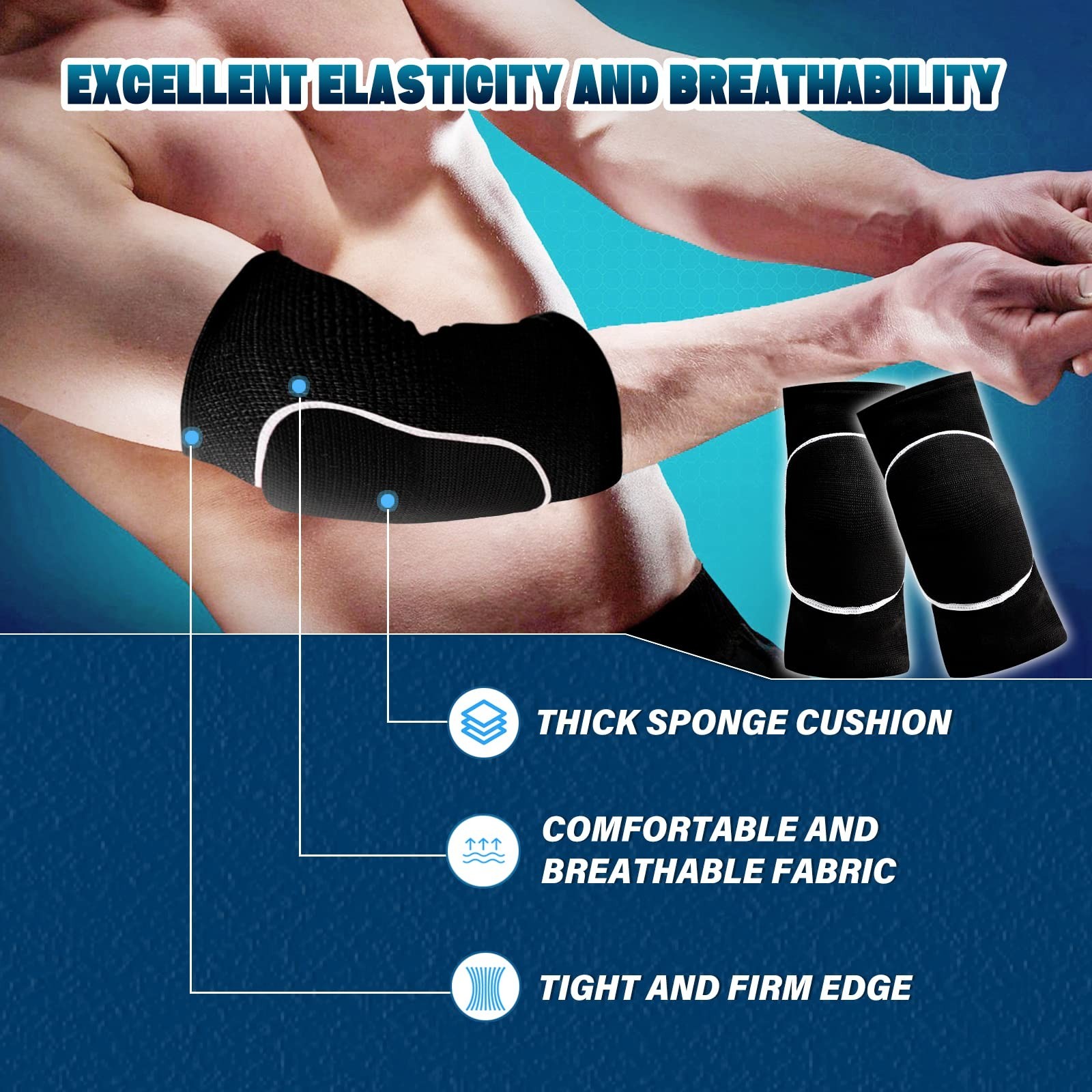 A Pair Elbow Pad, Breathable Adjustable Elbow Support for Men Women Kids Bask...