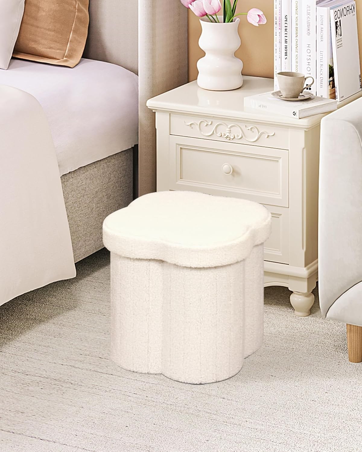 Storage Ottoman Cube Flowers Shaped Ottomans W/ Storage Foot Stool Footrest