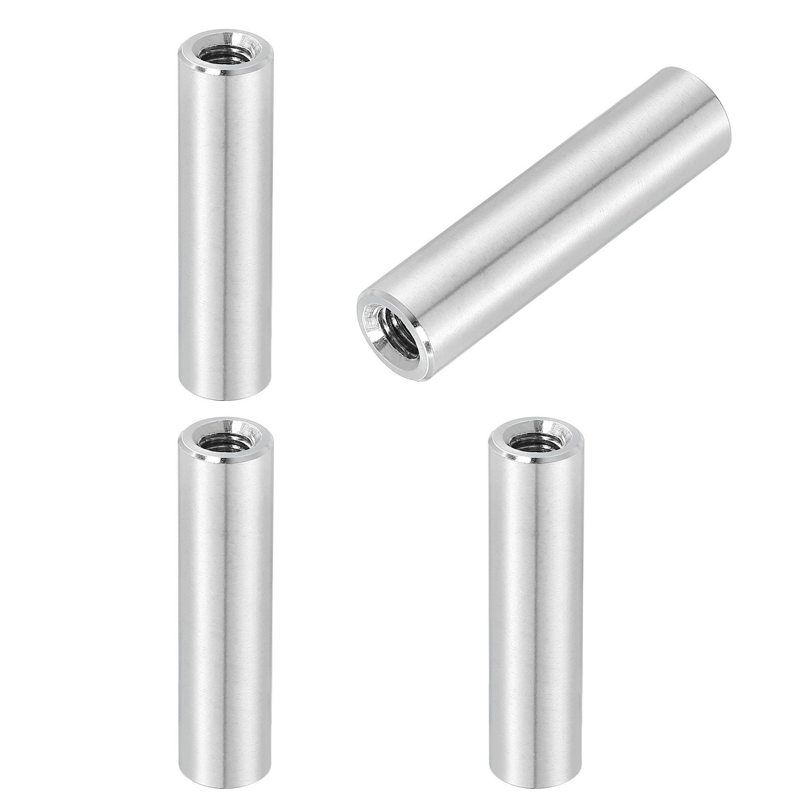 4Pcs 304 Stainless Steel M6x1.0mm Round Coupling Nuts, 0.39x1.57"(ODxH)